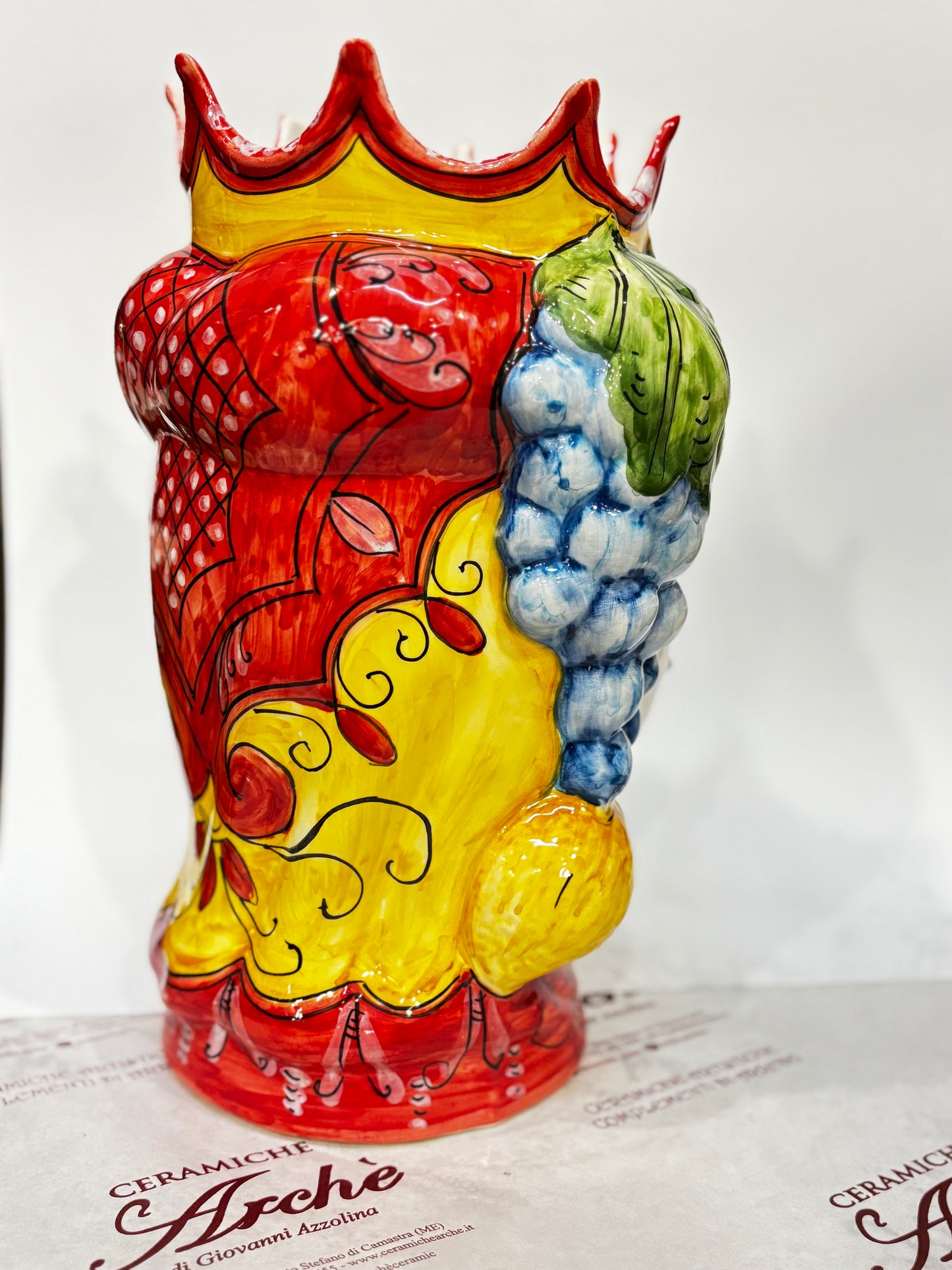 Testa di Moro maschio in ceramica siciliana - 32x16 cm - modello 3