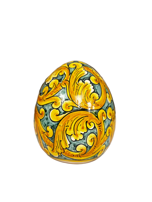 Uovo decorativo barocco in ceramica siciliana - 15 cm - modello 1