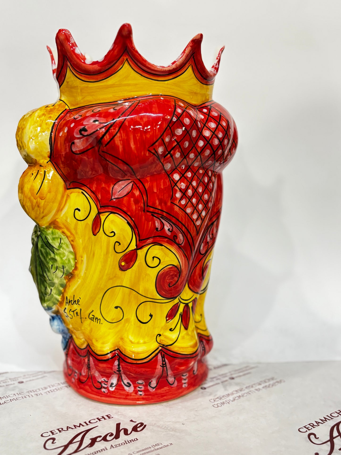 Testa di Moro maschio in ceramica siciliana - 32x16 cm - modello 3