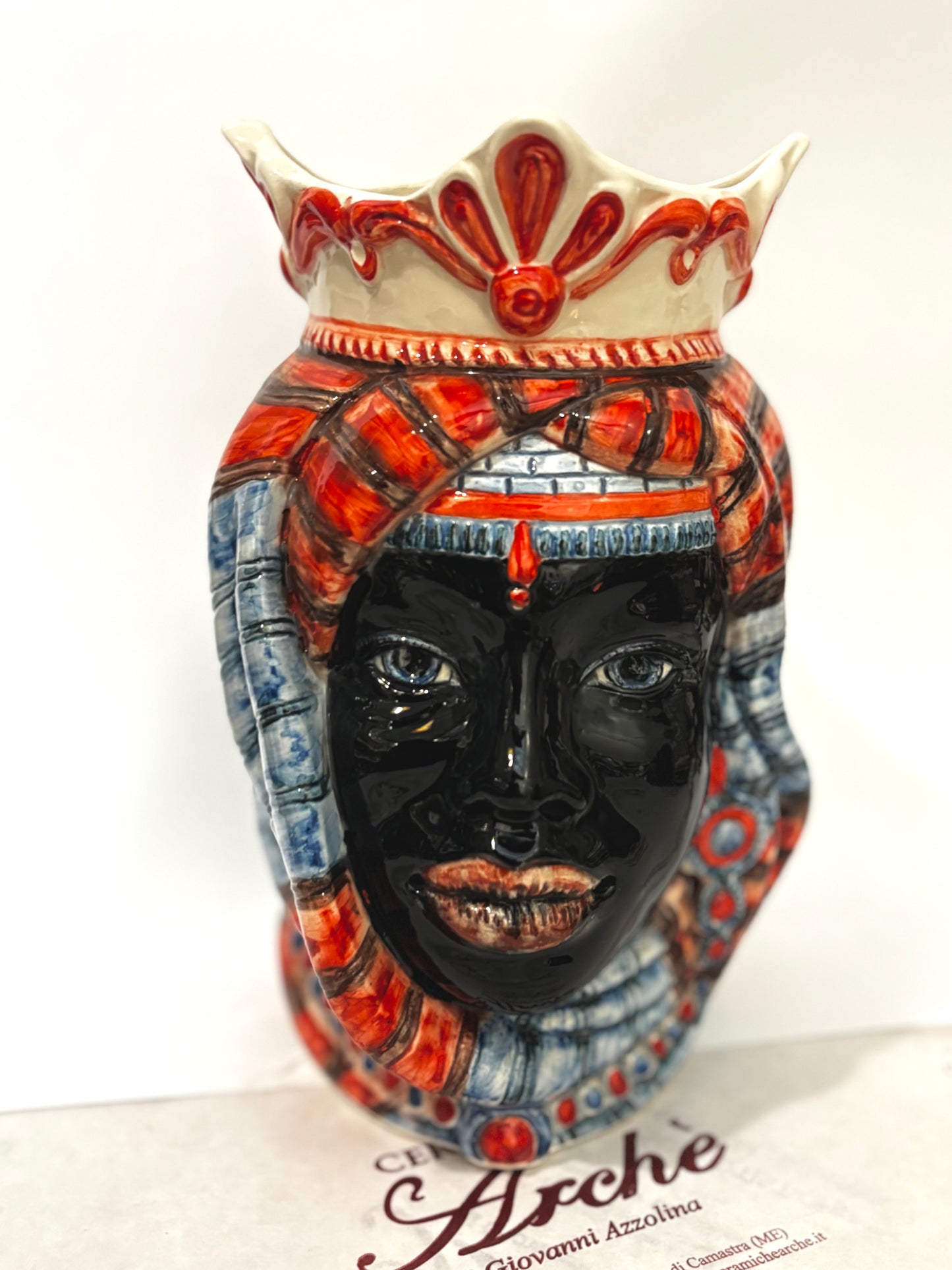 Testa di Moro femmina nera in ceramica siciliana - 23x13 cm