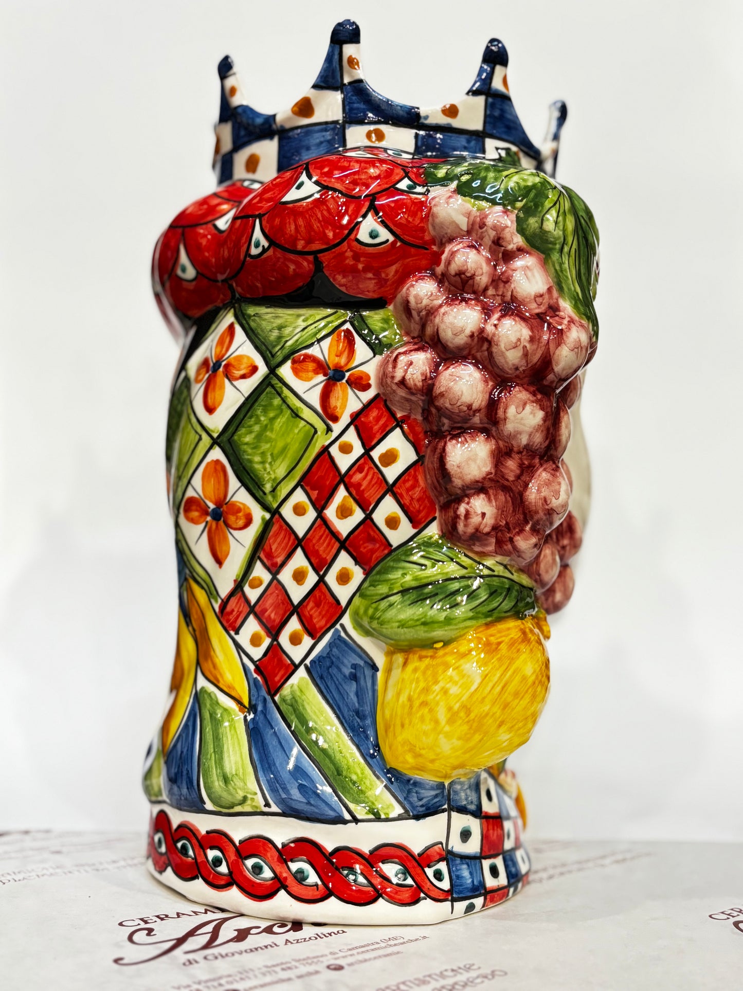 Testa di Moro femmina in ceramica siciliana - 32x16 cm - modello 1