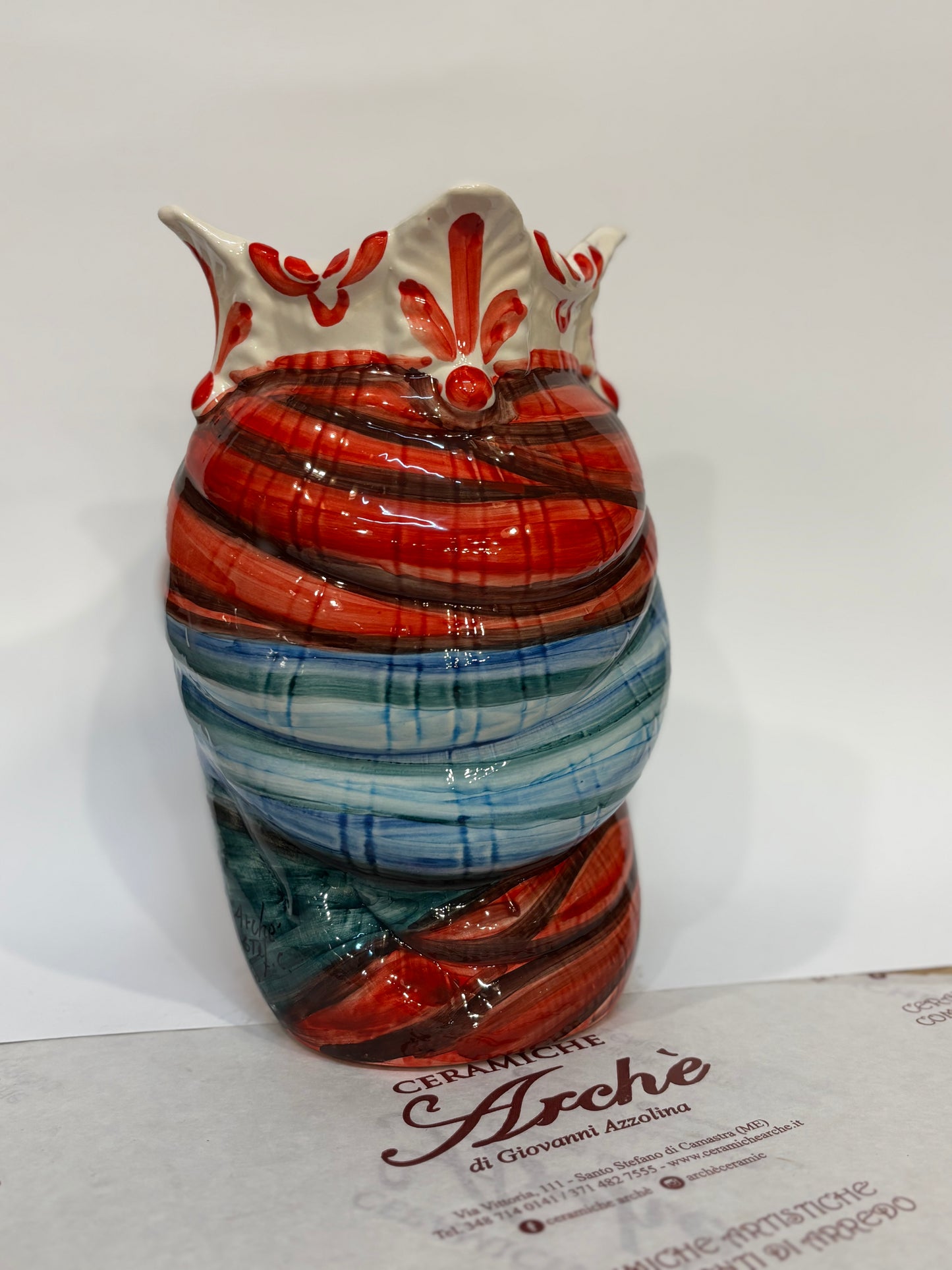 Testa di Moro maschio nera in ceramica siciliana - 23x13 cm