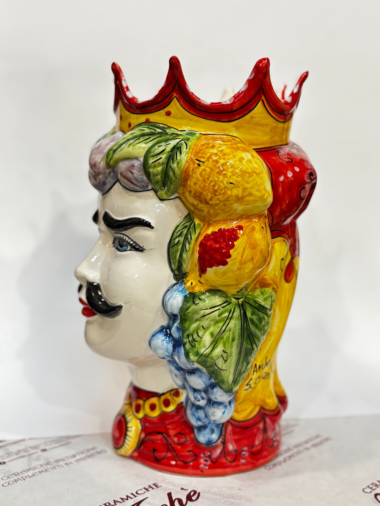 Testa di Moro maschio in ceramica siciliana - 32x16 cm - modello 3