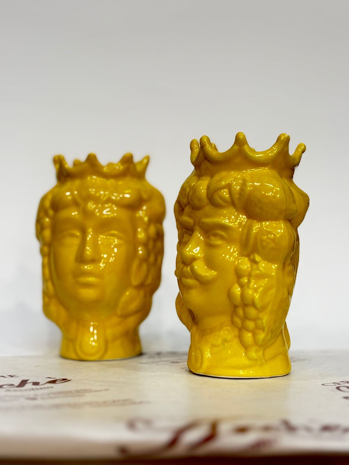 Coppia di Teste di Moro siciliane in ceramica - 12x7 cm - modello 3