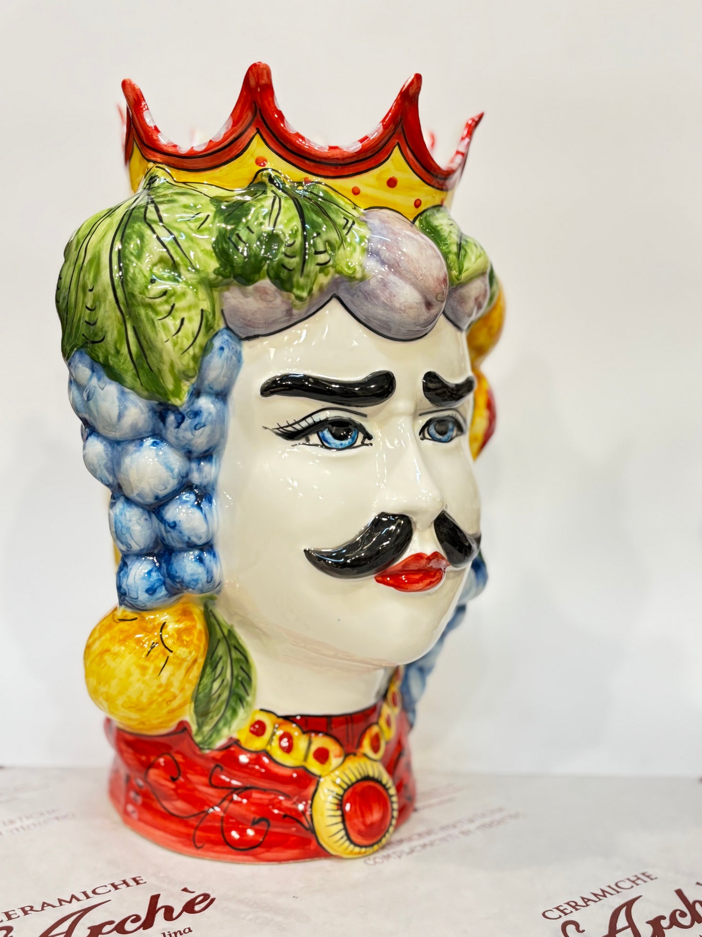 Testa di Moro maschio in ceramica siciliana - 32x16 cm - modello 3