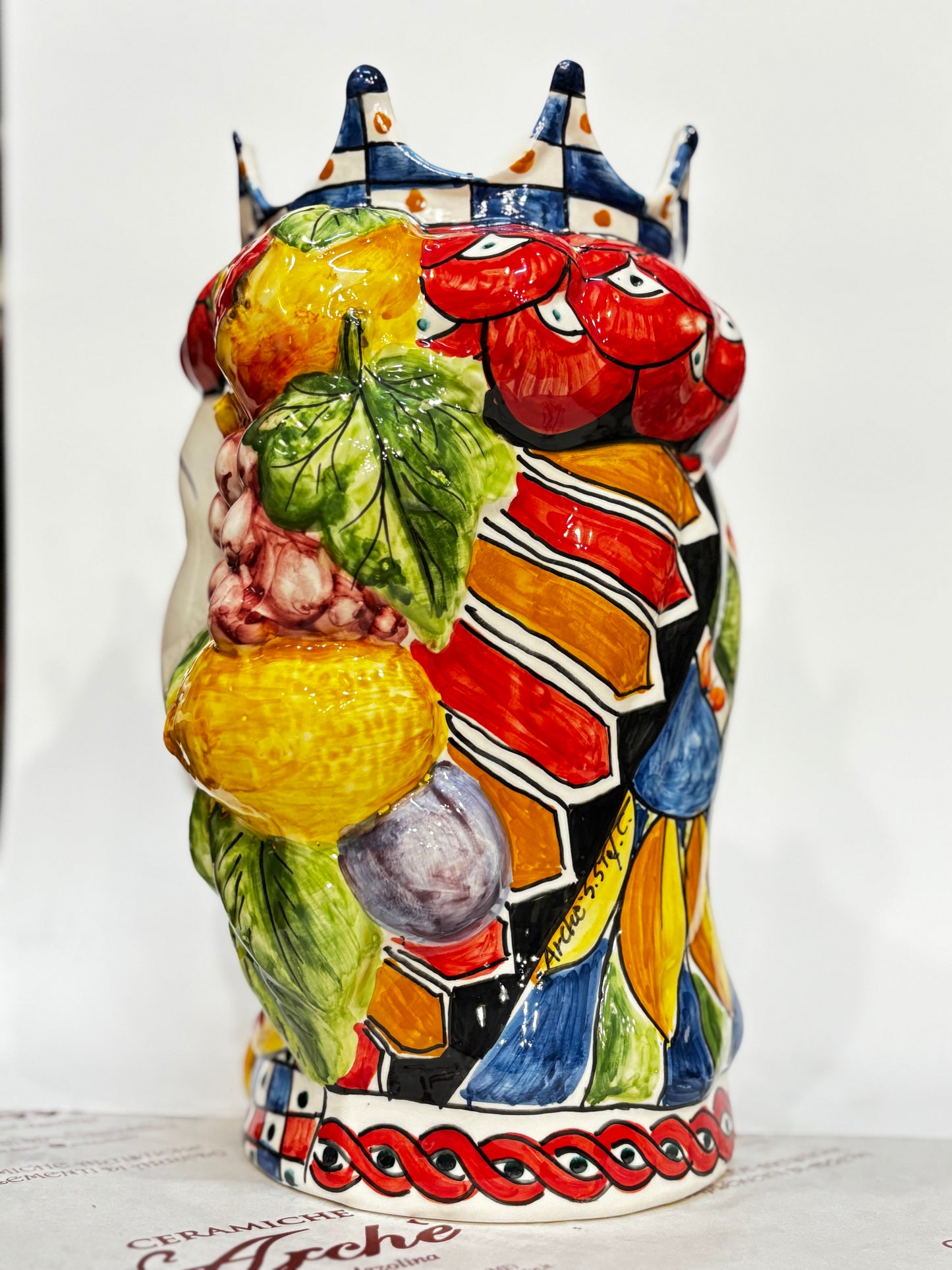 Testa di Moro femmina in ceramica siciliana - 32x16 cm - modello 1