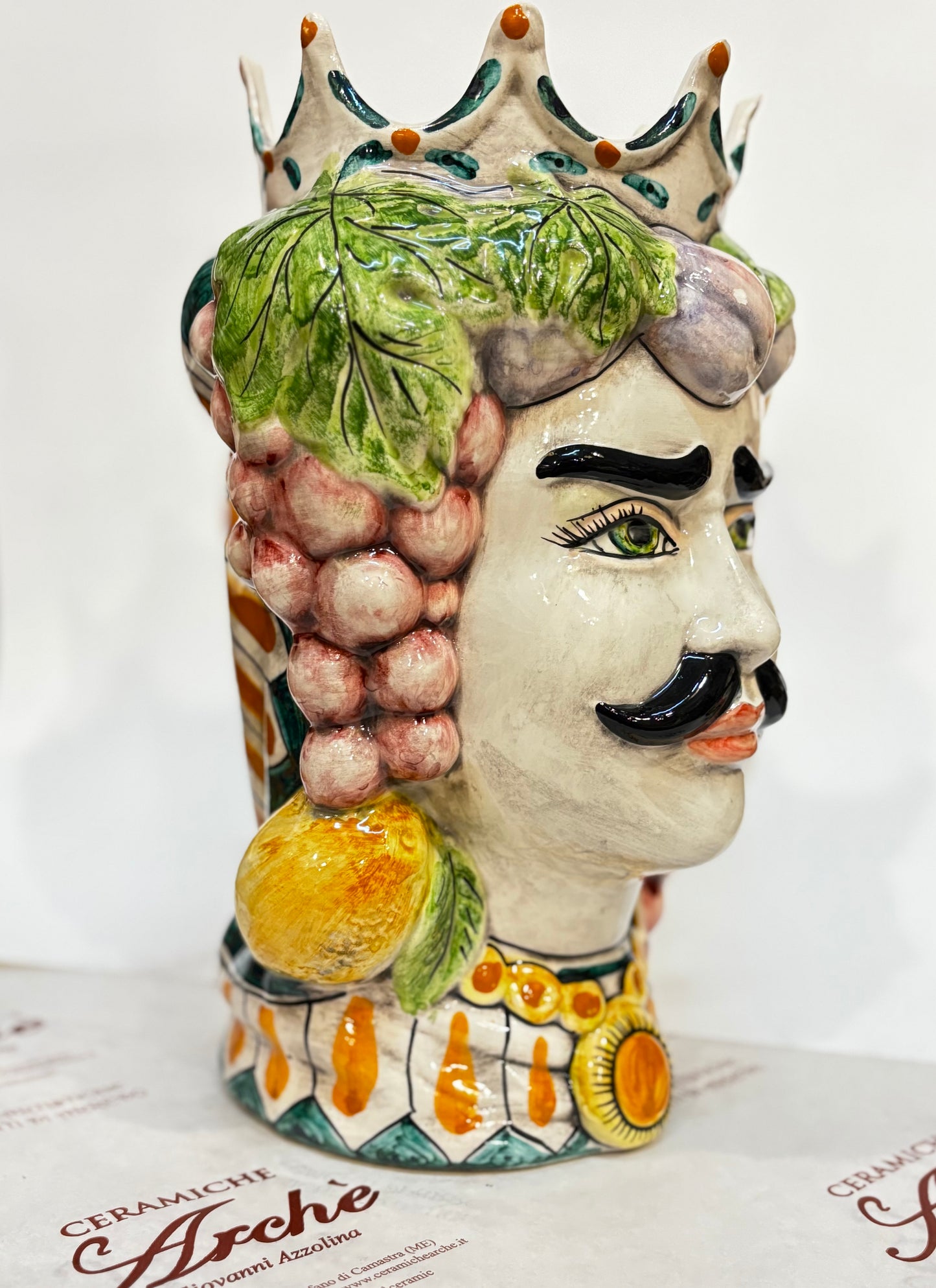 Testa di Moro maschio in ceramica siciliana - 32x16 cm - modello 2