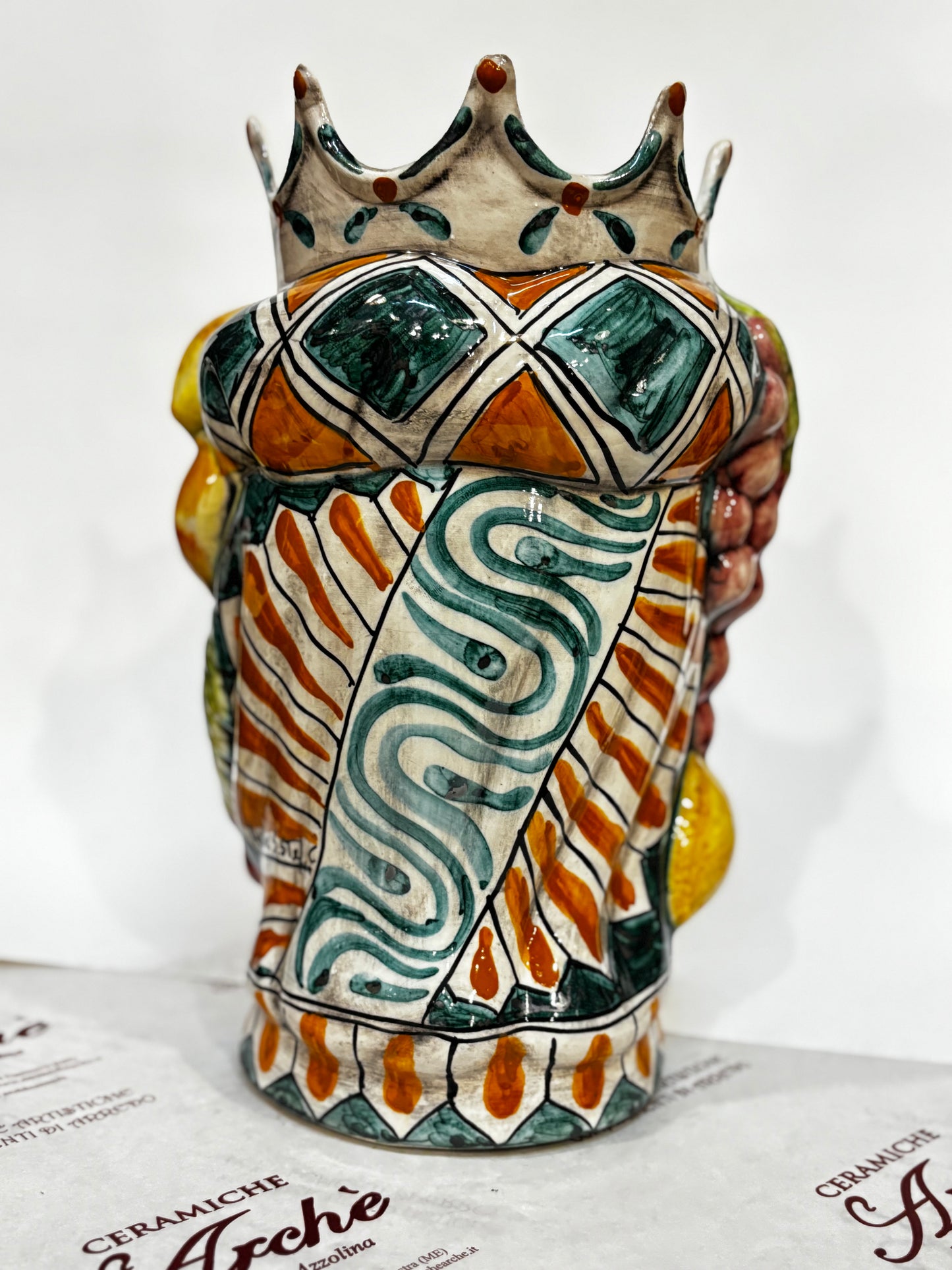 Testa di Moro maschio in ceramica siciliana - 32x16 cm - modello 2