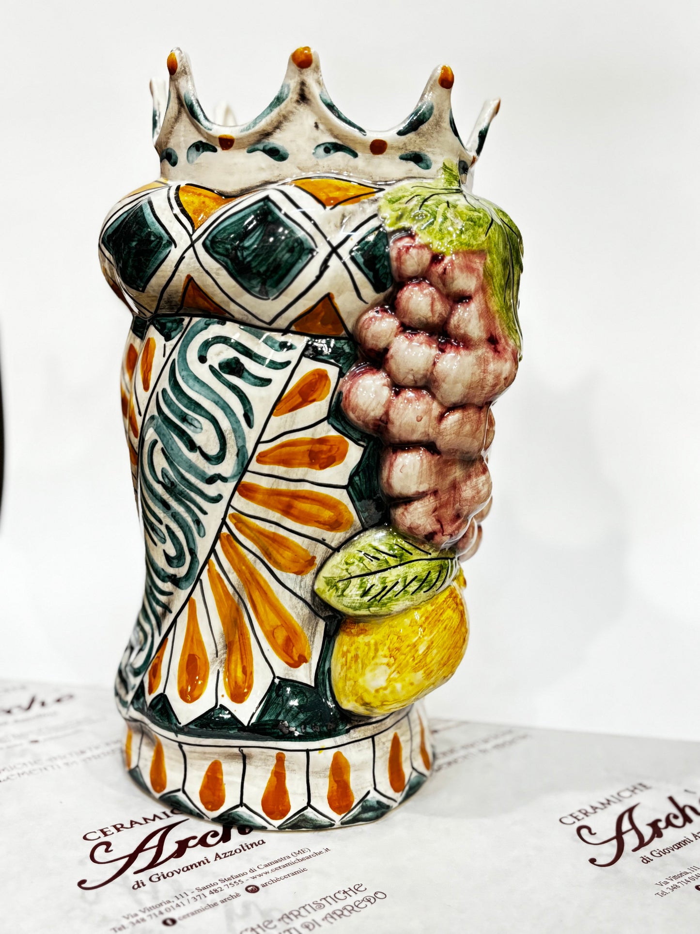 Testa di Moro femmina in ceramica siciliana - 32x16 cm - modello 2